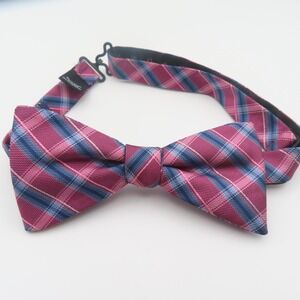 Stafford Bow Tie Purple Blue Pink Plaid 2.25" Wide Pre Tied Polyester